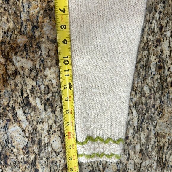 Express Tricot Y2K Vintage 90s Green And Ivory Wool Pullover Sweater Size S - Picture 6 of 7